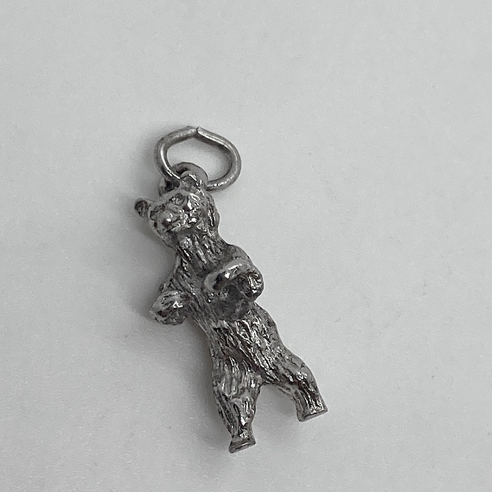 Vtg Sterling Silver Standing Bear Grizzly Bear Charm | .8” L x .2” W
